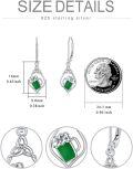 wholesale 925 Sterling Silver Green Jade Irish Beer Celtic Knot Drop Earrings for Women St Patricks Day Gifts-0-3
