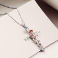 wholesale 925 Sterling Silver Rose Cross Pendant Necklace for Women-0-2