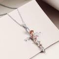 wholesale 925 Sterling Silver Rose Cross Pendant Necklace for Women-0-2