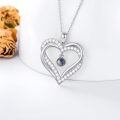 TOUPOP 925 Sterling Silver Zircon I Love You 100 Languages Heart Pendant Necklace-0-3