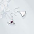 wholesale 925 Sterling Silver Purple Crystal Fan-Shaped Drop Earrings for Women and Girls-0-3