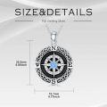 wholesale 925 Sterling Silver Blue Opal Celtic Knot Compass Pendant Necklace for Women-0-4