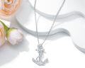 wholesale 925 Sterling Silver Anchor Rope Design with Cubic Zirconias and Garnets Pendant Necklace for Women Gifts-0-2
