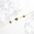 wholesale Gold 14K Moon Heart Star Charm Bracelet Black Crystal Birthday Gifts for Her-0-3