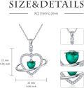 wholesale 925 Sterling Silver Lab-Grown Emerald Heart Pendant Necklace for Women-0-2