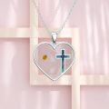 wholesale 925 Sterling Silver Heart-Shaped Cross with Shell Inlay and Abalone Pendant Necklace for Women & Men-0-2