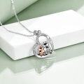 wholesale 925 Sterling Silver Heart-Shaped Pendant with Two Cows and I Love You Forever Inscription - 3D Rose Gold & Rhodium Plated Necklaces for Women-0-4