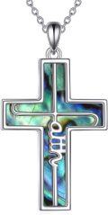 wholesale 925 Sterling Silver Abalone Shell Inlay Cross Pendant Necklace Jewelry for Women and Men-0-0