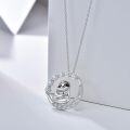 wholesale 925 Sterling Silver Cute Panda Moon Pendant Necklace with Cubic Zirconia Stones s for Women-0-2