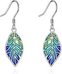 wholesale 925 Sterling Silver Gradient Enamel Leaf Earrings, Hypoallergenic, Nickel-Free, Lead-Free, Cadmium-Free, Elegant Gift for Women-Leaf Earrings