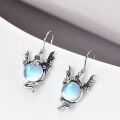 wholesale 925 Sterling Silver Moonstone Dragon Drop Earrings Gothic Antique Style Jewelry for Women Girls Gift 4cm Long-0-2