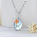 wholesale 925 Sterling Silver Blue Moonstone Lotus Birth Flower Pendant Necklaces Gifts for Women-0-4