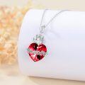 wholesale 925 Sterling Silver Red Crystal Heart with Crown of Thorns Cross Necklace-0-2