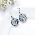 wholesale Sterling Silver Blue Crystal Tree of Life Animal Earrings (Cardinal Owl Fox Snake Sloth Giraffe) Dangle Jewelry Gift for Women-0-39