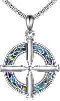 wholesale 925 Sterling Silver Abalone Shell Celtic Knot Cross Pendant Necklace  for Women-0-0