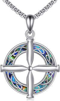 wholesale 925 Sterling Silver Abalone Shell Celtic Knot Cross Pendant Necklace  for Women-Bullet Shield Necklace