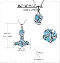wholesale 925 Sterling Silver Turquoise Tree of Life Thor's Hammer Necklace Norse Viking Jewelry-0-3