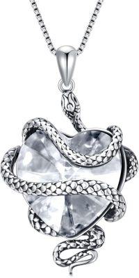 wholesale  Sterling Silver Heart Crystal Snake Necklace Birthstone Jewelry Gift for Women Wife Mom -diamond