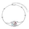wholesale 925 Sterling Silver Crescent Moon Charm Bracelet With Red Mushroom Design-0-0
