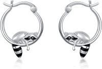 wholesale 925 Sterling Silver Raccoon Huggie Hoop Earrings for Women Girls Mothers Day Gifts Jewelry-A-Raccoon