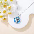 wholesale Opalite Metal Snake Pendant Necklace for Men & Women - Blue Green Stone -0-4