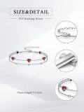 wholesale 925 Sterling Silver & 5A Cubic Zirconia Heart Charm Bracelet - January Birthstone, Elegant Double Strand Design for Women-0-5