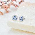 wholesale 925 Sterling Silver Blue Enamel CZ Evil Eye Stud Earrings for Women Girls Gifts 6mm Diameter-0-1