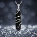 wholesale 925 Sterling Silver Black Onyx Stone Snake Tail Wrap Pendant Necklace for Women-0-5