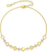 wholesale Gold 925 Sterling Silver Plated Moon and Stars Ankle Anklet with Moon Phases for Women-Gold