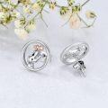 wholesale 925 Sterling Silver Dinosaur Girl Stud Hoop Earrings-0-2