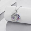 wholesale 925 Sterling Silver Celtic Tree Of Life Crescent Moon Rainbow Crystal Pendant Necklace-0-2