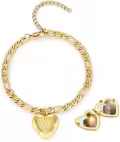 wholesale Gold 925 Sterling Silver Heart Photo Locket Charm Bracelet Wholesale for Women-0-6
