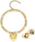 wholesale Sterling Silver Gold Heart Photo Locket Bracelet for Women-0-13