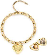 wholesale Sterling Silver Gold Heart Photo Locket Bracelet for Women-B-Butterfly