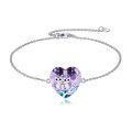 TOUPOP Sterling Silver Crystal Owl Bracelet Earrings Jewelry For Women-0-0