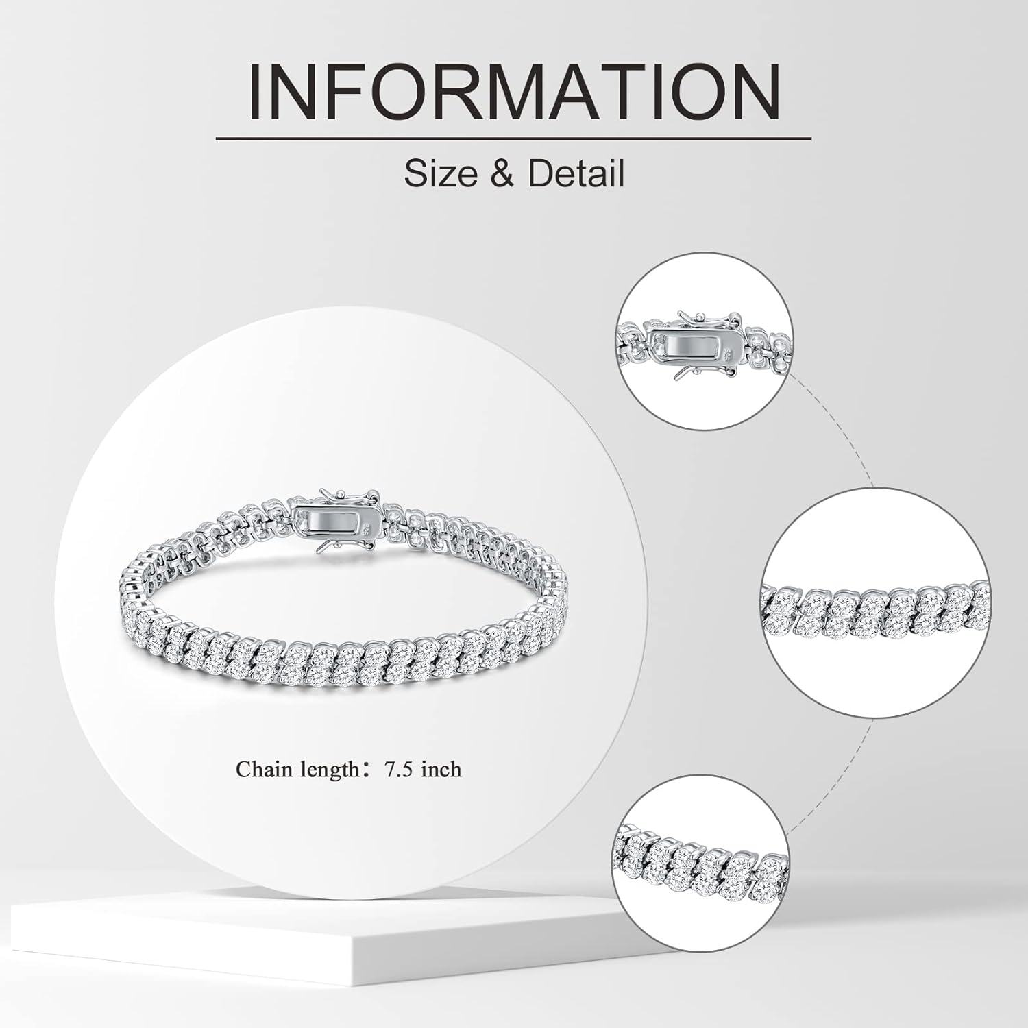 Sterling Silver Cubic Zirconia Tennis Ankle Bracelet 7 5 Shiny Gift-0-2