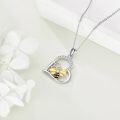 wholesale 925 Sterling Silver Bee Honeycomb Heart Pendant Necklace for Women Girls  48cm Chain Length-0-4