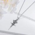 wholesale 925 Sterling Silver Cross Sword Necklace with Moon Phase Snake Celtic Knot Pendant for Women and Men-0-4