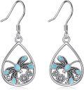 wholesale 925 Sterling Silver Teardrop Turquoise Flower Dragonfly Drop Earrings for Women-0-0