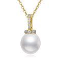 TOUPOP 14k Gold Freshwater Pearl Necklace with Bow/Heart/Dolphin Pendant-0-0
