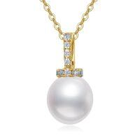 TOUPOP 14k Gold Freshwater Pearl Necklace with Bow/Heart/Dolphin Pendant-undefined