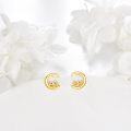wholesale Gold 14K Moon Stud Earrings with Axolotl Design - Cute Animal Jewelry for Women-0-3
