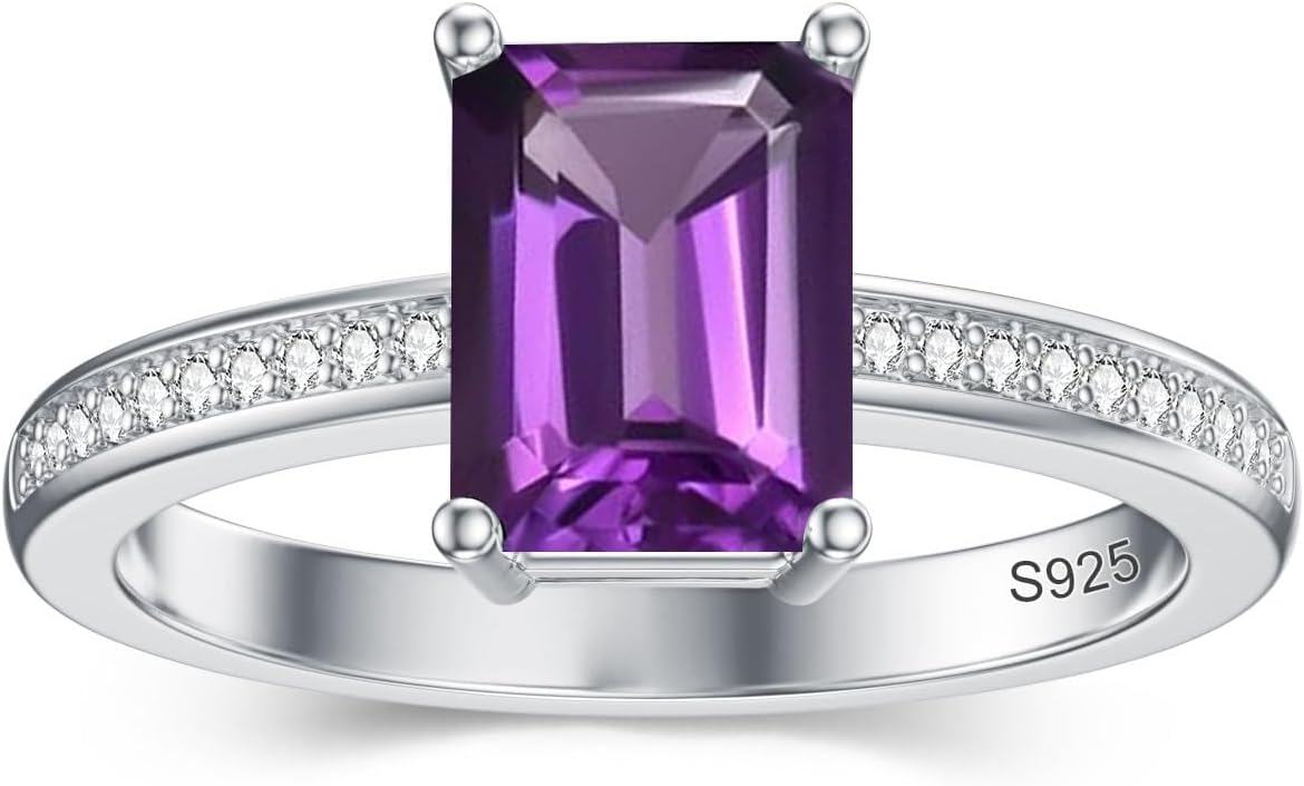 Sterling Silver Emerald Gemstone 8x6mm Women s Engagement Ring-0-1
