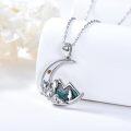 wholesale 925 Sterling Silver Moon Mountain Turquoise & Mustard Seed Pendant Necklace for Women-0-1