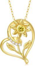 wholesale 14K Gold Infinity Love Heart with Diamond and Sunflower Charm Pendant Necklace for Women Gifts-0-0
