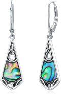 wholesale 925 Sterling Silver Abalone Shell Drop Earrings with Celtic Knot Design-0-0