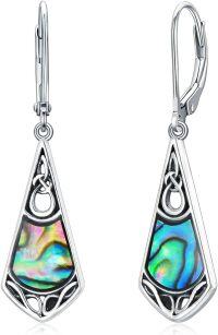 wholesale 925 Sterling Silver Abalone Shell Drop Earrings with Celtic Knot Design-01-Infinity Celtic Earrings with Abalone Shell