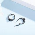 wholesale 925 Sterling Silver Bat Hoop Earrings Wholesale With Cubic Zirconia And Black Crystal-0-2