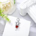 wholesale 925 Sterling Silver Garnet January Birthstone Cat Charm (0.98) - Symbol of Longevity, Wealth - Gift for Women-0-1