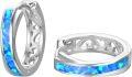 wholesale 925 Sterling Silver Blue Fire Opal Hoop Earrings Hypoallergenic Gift for Her-0-0
